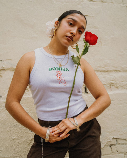 ROSE THAT GREW FROM CONCRETE WHITE CROP TANK TOP