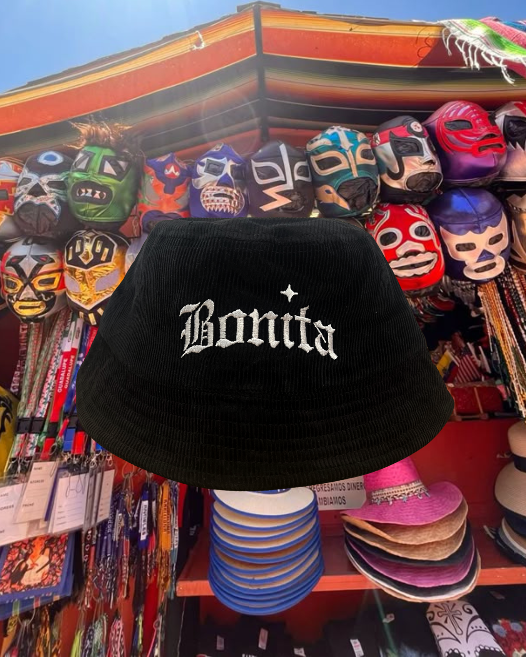 BLACK CORDUROY BUCKET HAT SAMPLE