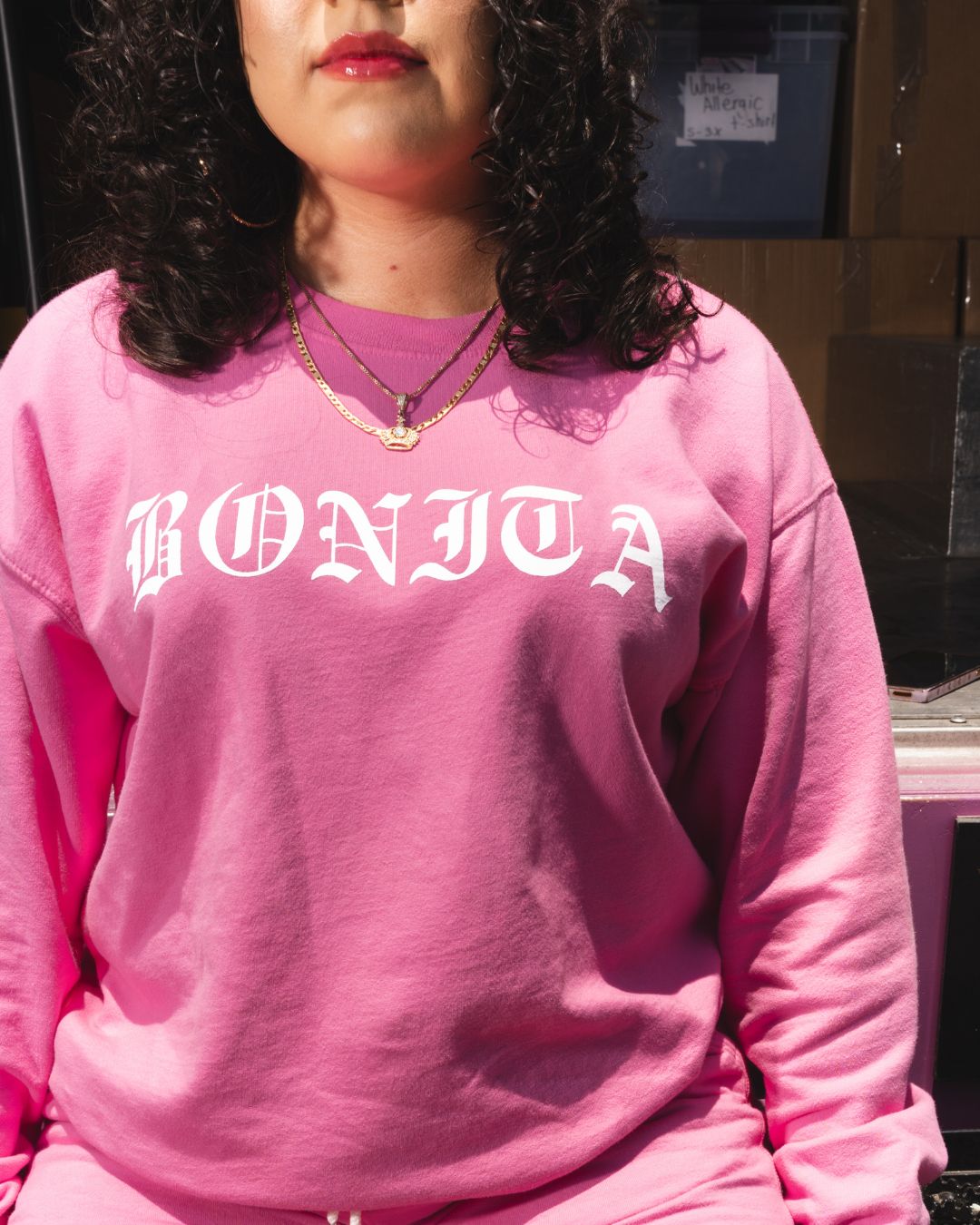 PINK GARMENT DYED BONITA ESSENTIAL SWEATSHIRT