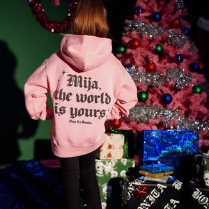 YOUTH MIJA WORLD IS YOURS PINK HOODIE