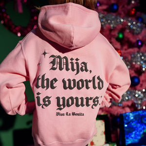 YOUTH MIJA WORLD IS YOURS PINK HOODIE