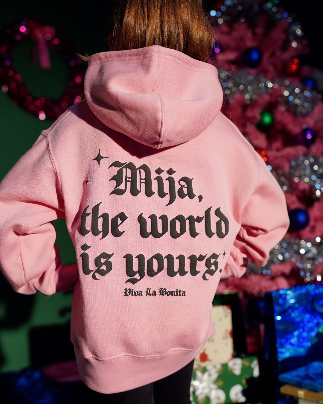 YOUTH MIJA WORLD IS YOURS PINK HOODIE