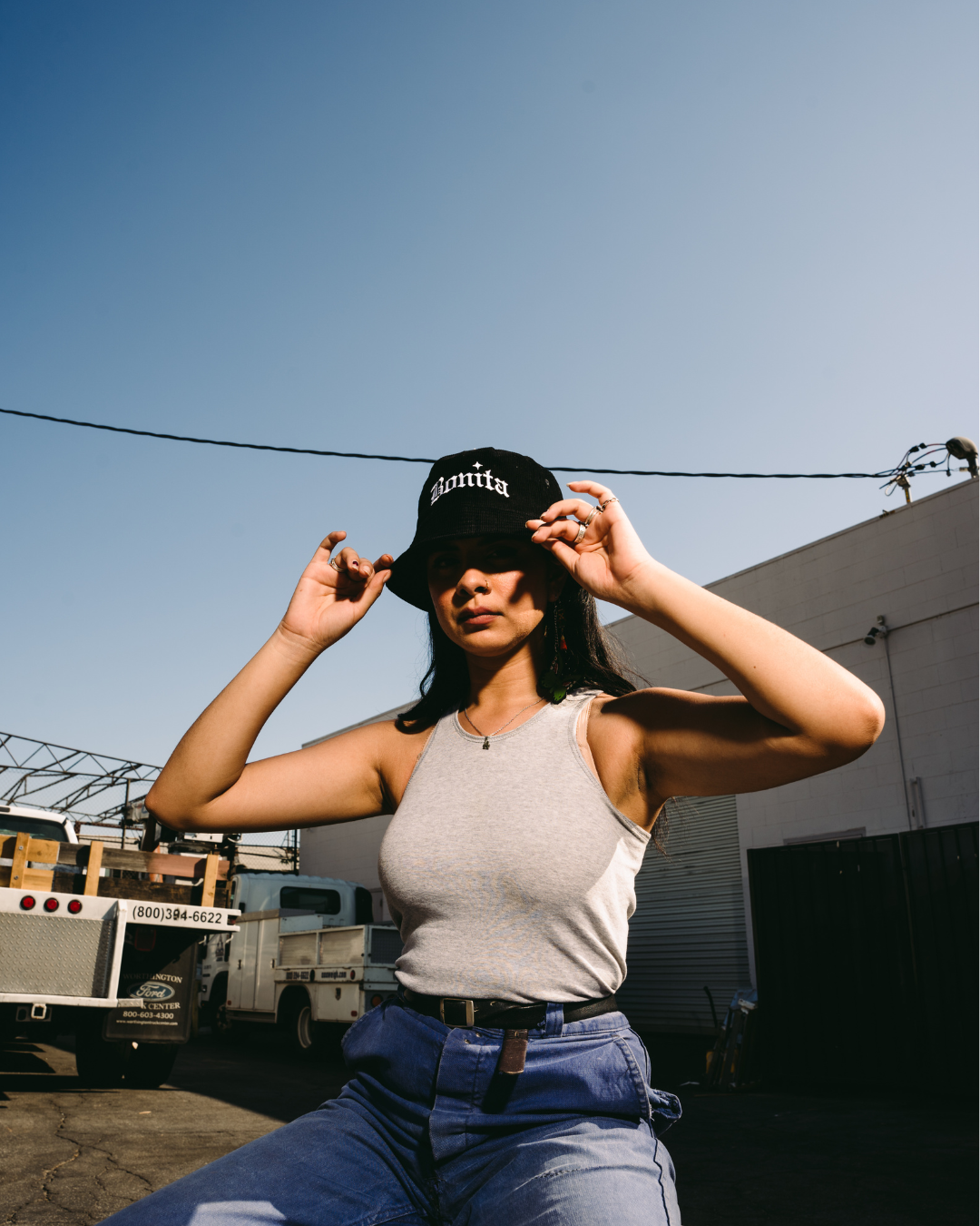 BLACK BONITA CORDUROY BUCKET HAT