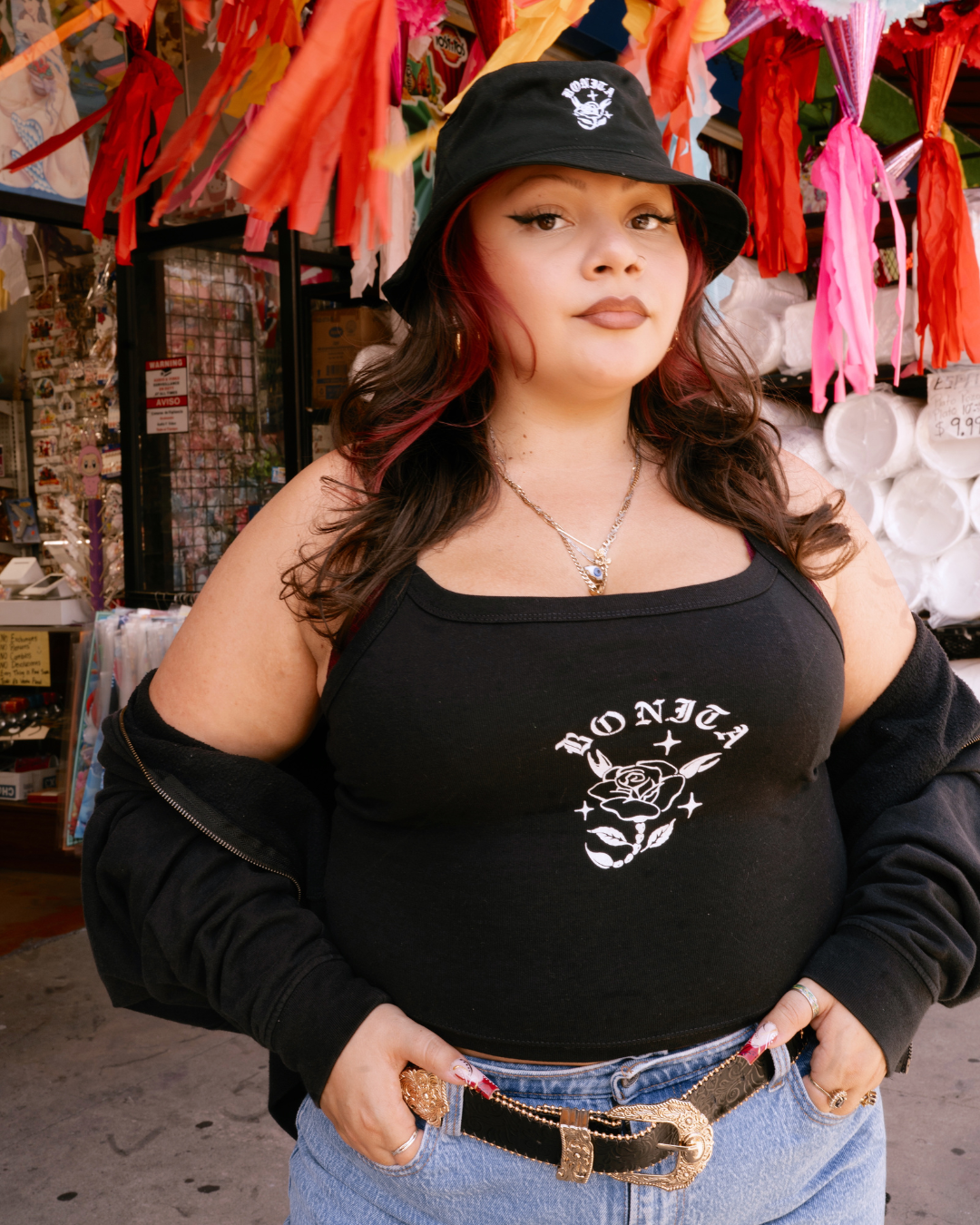 LA ALACRANITA BLACK CROP TANK TOP