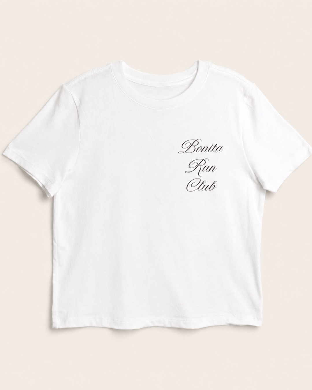 BONITA RUN CLUB BOXY WHITE CROP TEE
