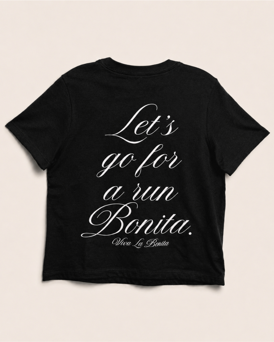 BONITA RUN CLUB BOXY BLACK CROP TEE