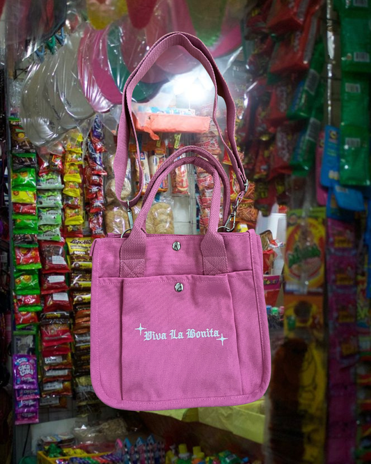 PINK MINI CANVAS CROSSBODY TOTE BAG