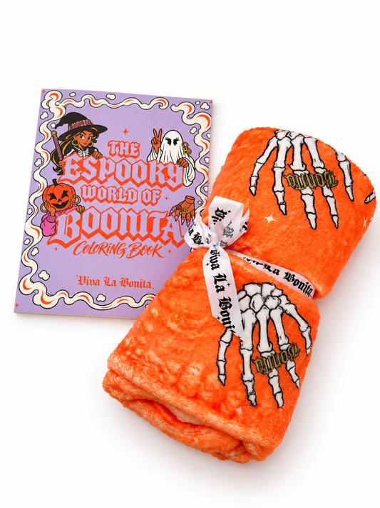Skeleton Hand Blanket + Coloring Book Bundle