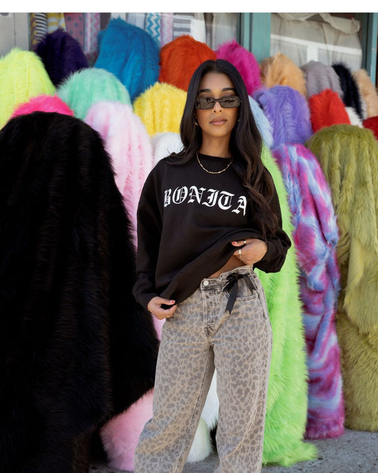 BONITA BLACK ESSENTIAL CREW SWEATSHIRT