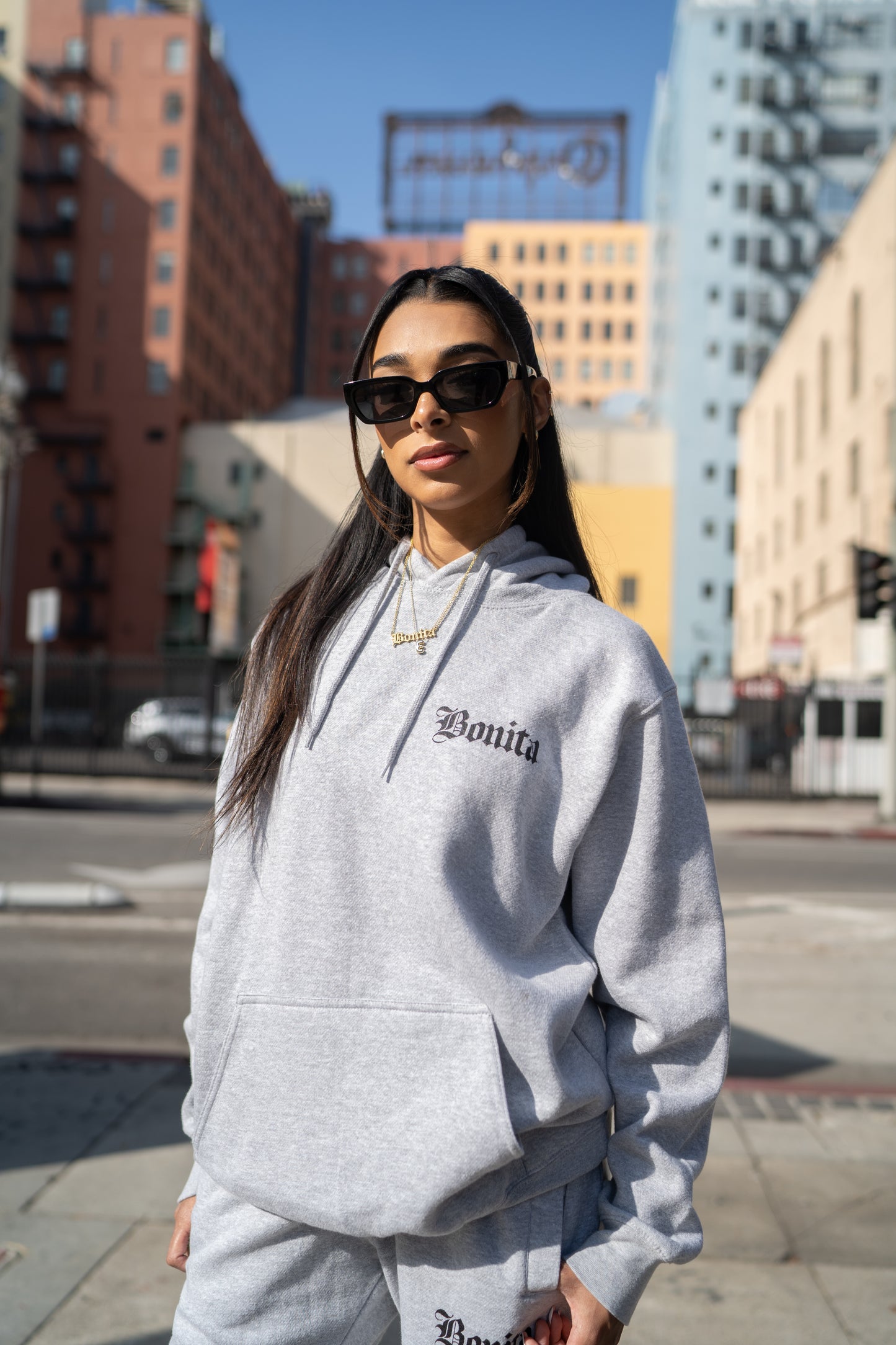 GREY BONITA ESSENTIAL HOODIE