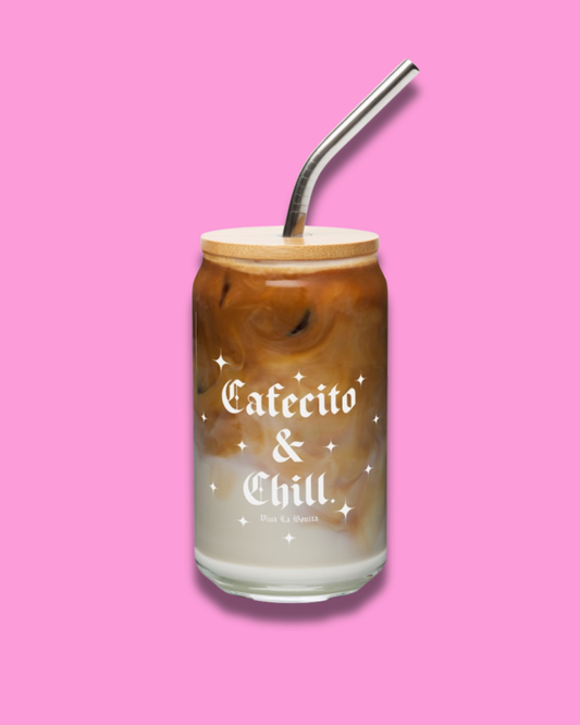 Cafecito and Chill Glass Cup