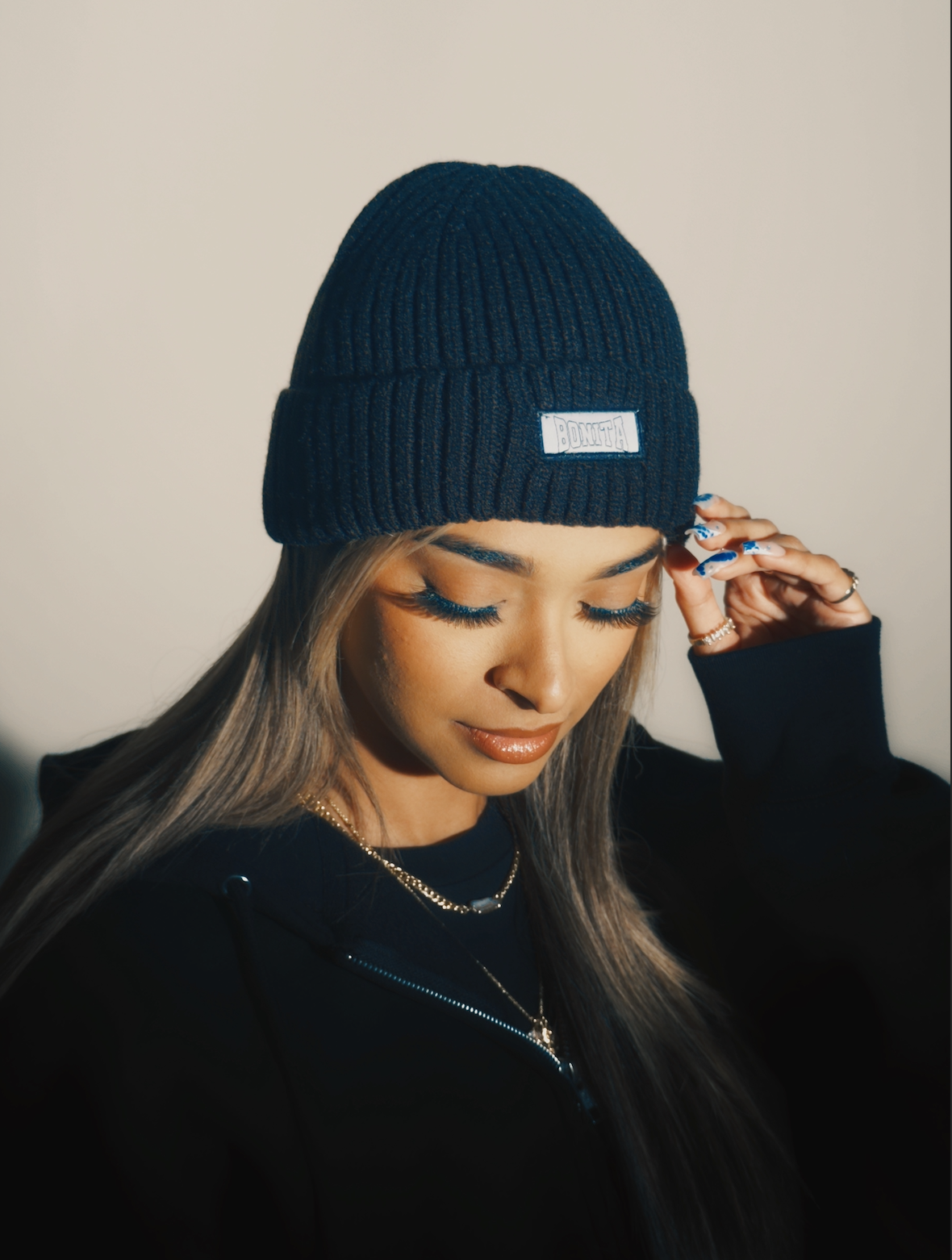 BLACK BONITA VARSITY BEANIE