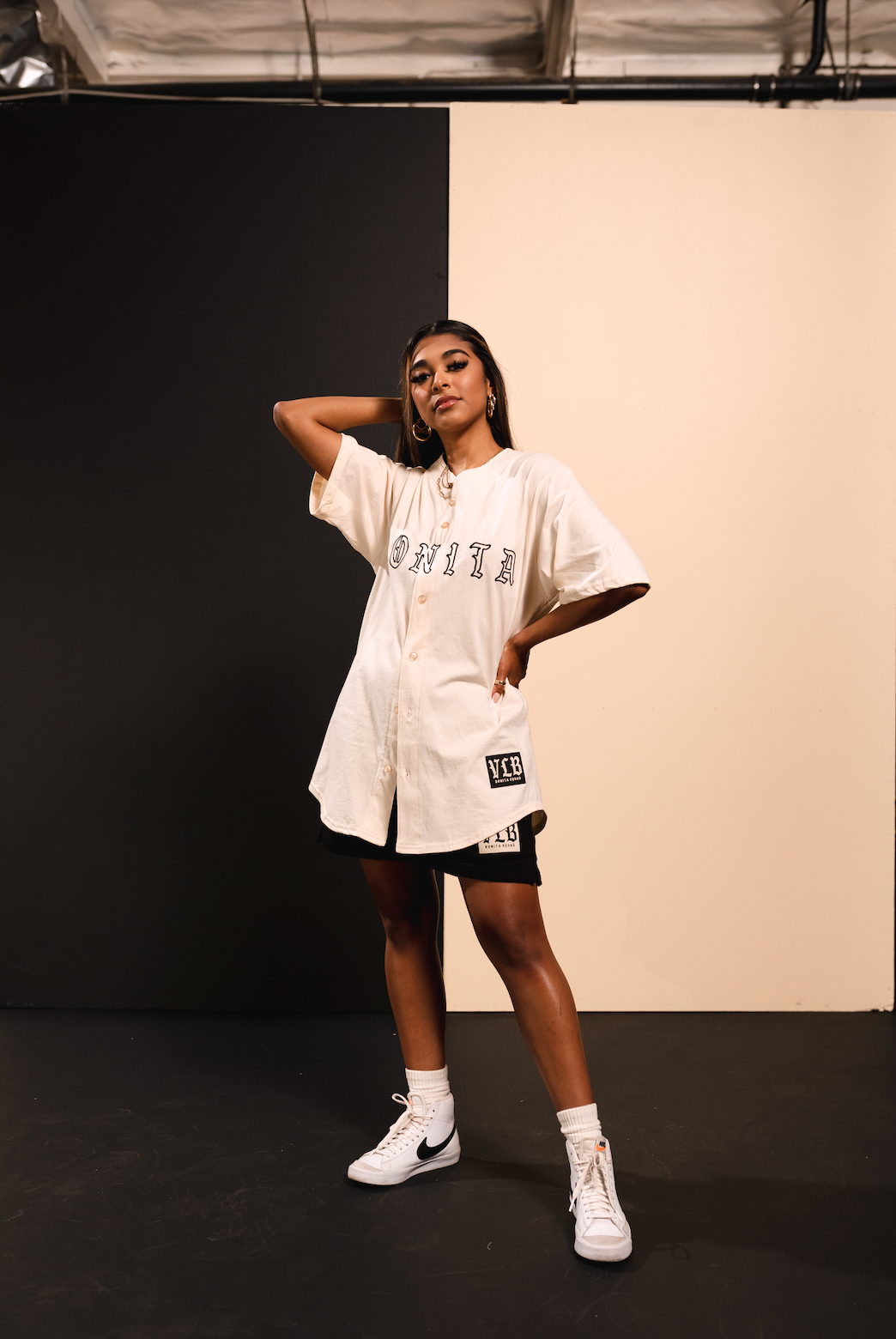 Oversized baseball top jersey dress