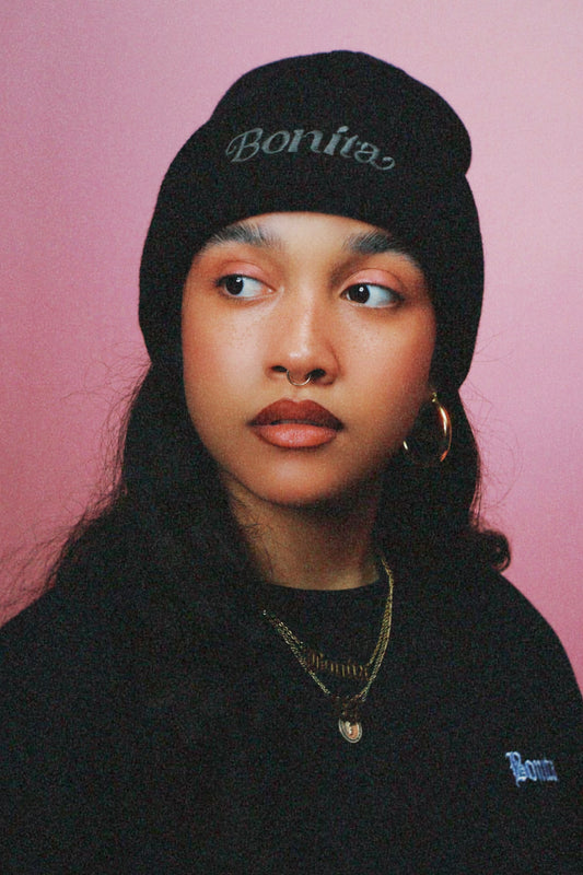 BLACK BONITA MONOCHROME BEANIE